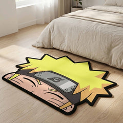Naruto Uzumaki Headband Anime Floor Mat (3 mm Thick) | Naruto Face Cut-Out Rug for Bedroom, Gaming Room & Otaku Home Decor