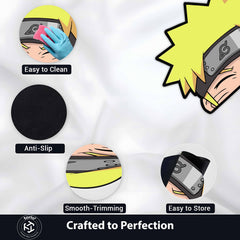 Naruto Uzumaki Headband Anime Floor Mat (3 mm Thick) | Naruto Face Cut-Out Rug for Bedroom, Gaming Room & Otaku Home Decor