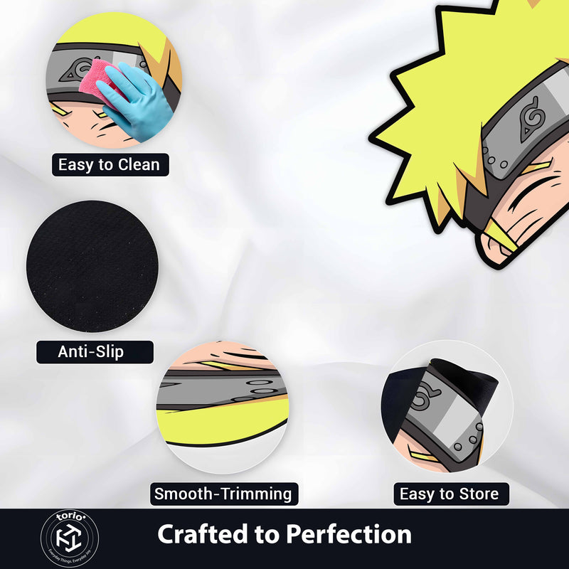Naruto Uzumaki Headband Anime Floor Mat (3 mm Thick) | Naruto Face Cut-Out Rug for Bedroom, Gaming Room & Otaku Home Decor