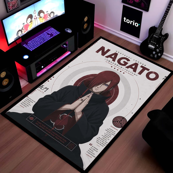 Naruto Nagato (Pain) Anime Character Flat Rug | Akatsuki Leader Nagato Art Flat Rug | Premium Anime Gaming Room Floor Decor