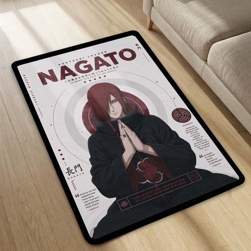 Naruto Nagato (Pain) Anime Character Flat Rug | Akatsuki Leader Nagato Art Flat Rug | Premium Anime Gaming Room Floor Decor