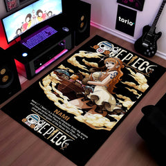 Nami One Piece Anime Area Rug | Straw Hat Pirates Navigator Floor Mat | Nami Anime Aesthetic Rug for Bedroom, Gaming Room & Otaku Decor