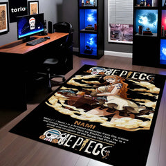 Nami One Piece Anime Area Rug | Straw Hat Pirates Navigator Floor Mat | Nami Anime Aesthetic Rug for Bedroom, Gaming Room & Otaku Decor
