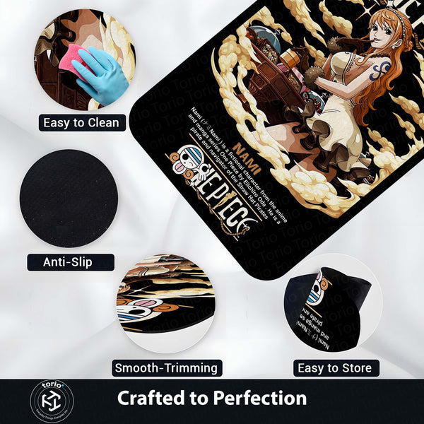 Nami One Piece Anime Area Rug | Straw Hat Pirates Navigator Floor Mat | Nami Anime Aesthetic Rug for Bedroom, Gaming Room & Otaku Decor