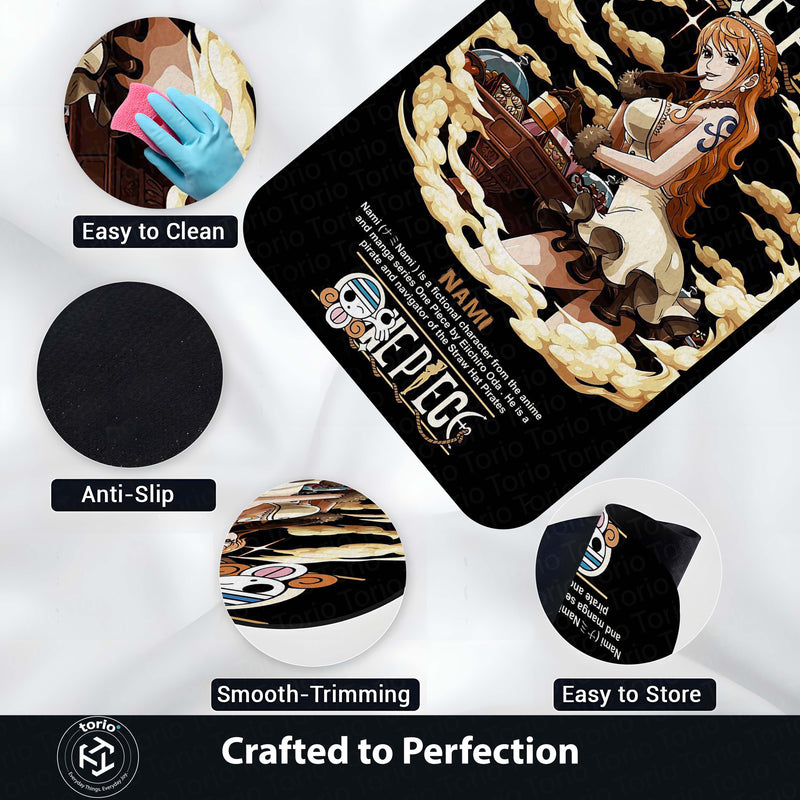 Nami One Piece Anime Area Rug | Straw Hat Pirates Navigator Floor Mat | Nami Anime Aesthetic Rug for Bedroom, Gaming Room & Otaku Decor