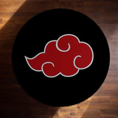 Akatsuki Cloud Round Rug | Naruto Anime Floor Mat | Anti-Slip 3 mm Absorbent Circle Rug for Bedroom, Gaming Room & Anime Fans