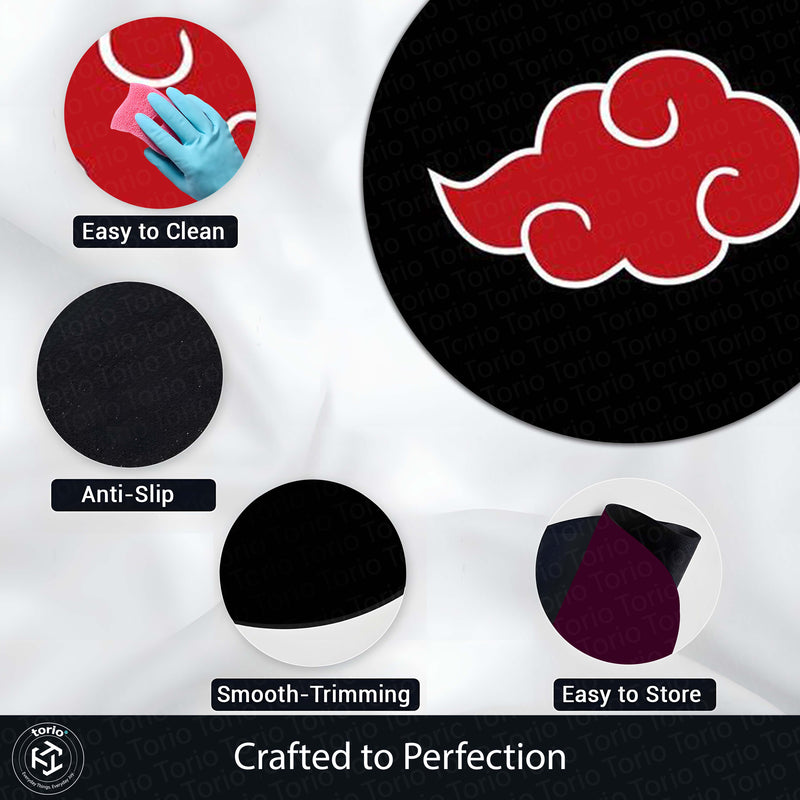 Akatsuki Cloud Round Rug | Naruto Anime Floor Mat | Anti-Slip 3 mm Absorbent Circle Rug for Bedroom, Gaming Room & Anime Fans