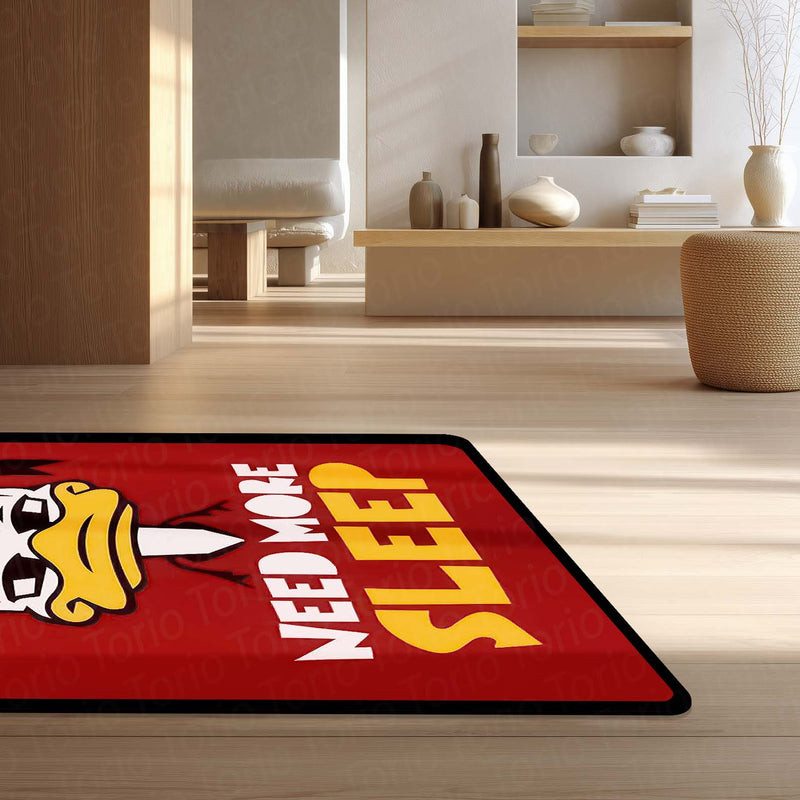 Need More Sleep Donald Duck Cartoon Area Flat Rug | Funny Sleep Quote Cartoon Character Area Flat Rug | Premium Bedroom & Gaming Room Floor Decor