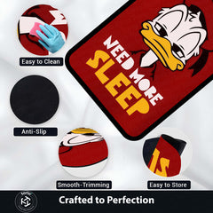 Need More Sleep Donald Duck Cartoon Area Flat Rug | Funny Sleep Quote Cartoon Character Area Flat Rug | Premium Bedroom & Gaming Room Floor Decor