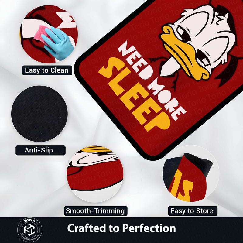 Need More Sleep Donald Duck Cartoon Area Flat Rug | Funny Sleep Quote Cartoon Character Area Flat Rug | Premium Bedroom & Gaming Room Floor Decor