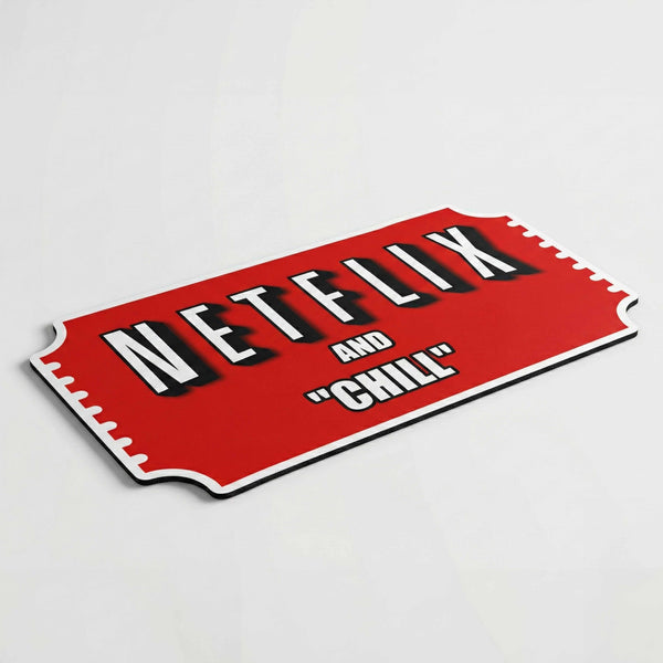 Movie Night Quote Floor Mat (3 mm Thick) | “Binge & Chill” Streaming Room Rug for Living Room, Bedroom & Entertainment Decor