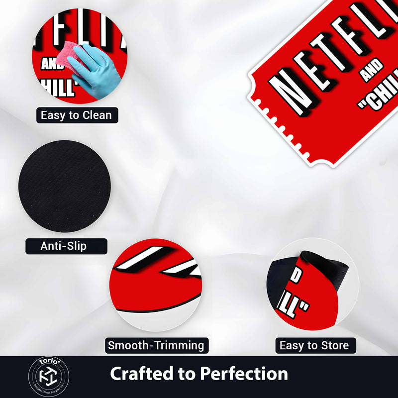 Movie Night Quote Floor Mat (3 mm Thick) | “Binge & Chill” Streaming Room Rug for Living Room, Bedroom & Entertainment Decor