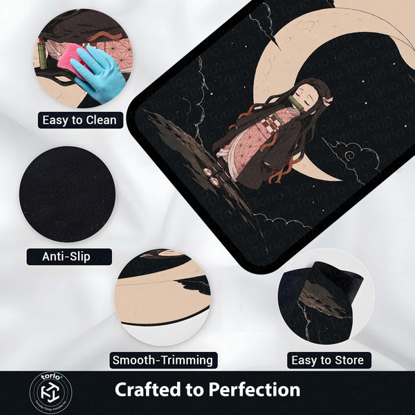 Nezuko Kamado Demon Slayer Area Flat Rug | Moonlit Anime Area Flat Rug | Premium Anime Bedroom & Gaming Room Floor Decor