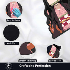Nezuko Kamado Cute Flame Pose Floor Mat (3 mm Thick) | Demon Slayer Anime Cut-Out Rug for Bedroom, Gaming Room & Otaku Home Decor