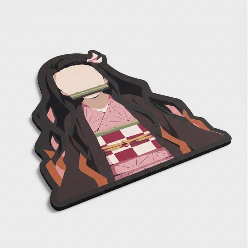 Nezuko Kamado Cute Flame Pose Floor Mat (3 mm Thick) | Demon Slayer Anime Cut-Out Rug for Bedroom, Gaming Room & Otaku Home Decor