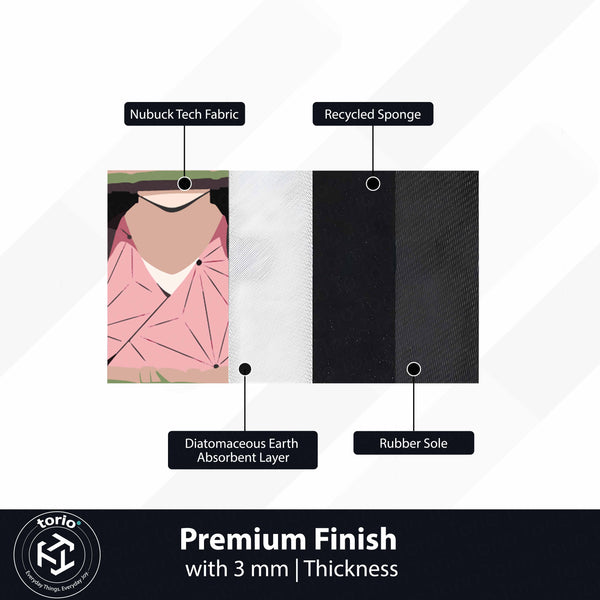 Nezuko Kamado Cute Flame Pose Floor Mat (3 mm Thick) | Demon Slayer Anime Cut-Out Rug for Bedroom, Gaming Room & Otaku Home Decor