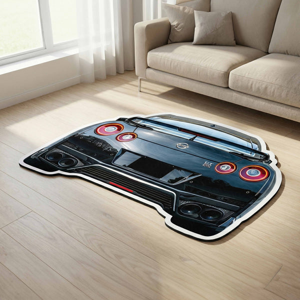 Nissan GT-R Rear View Floor Mat | Anti-Slip 3mm Absorbent Supercar Design Rug | Easy Clean Waterproof Floor Mat for Home, Office & Garage