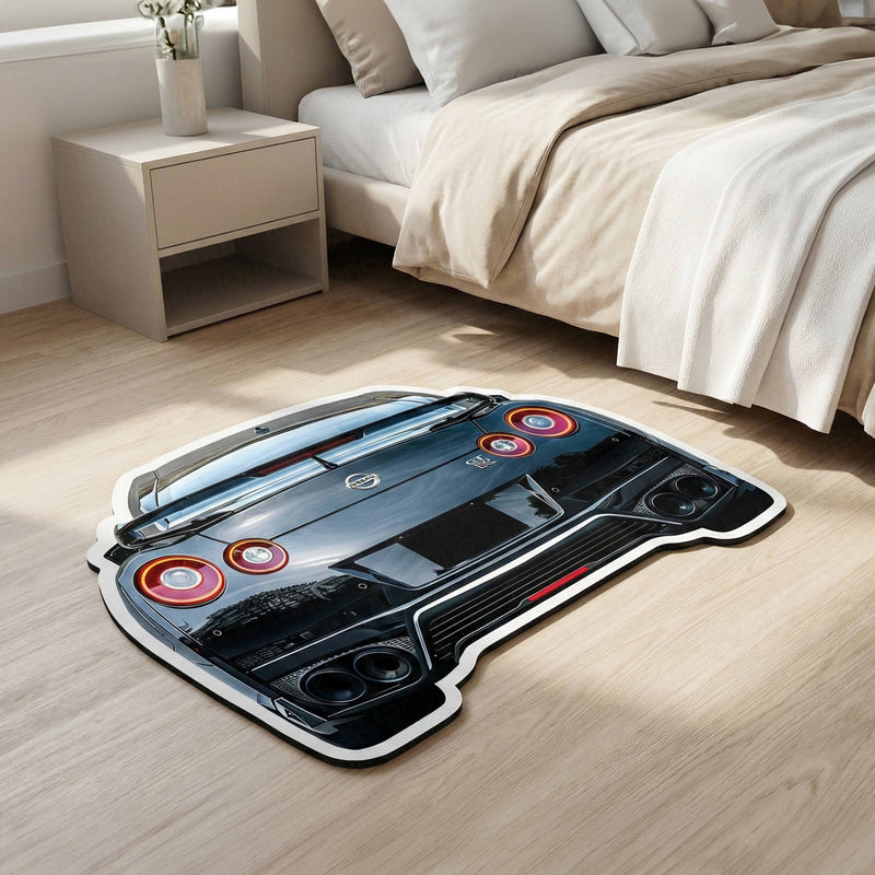 Nissan GT-R Rear View Floor Mat | Anti-Slip 3mm Absorbent Supercar Design Rug | Easy Clean Waterproof Floor Mat for Home, Office & Garage