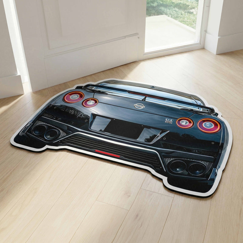 Nissan GT-R Rear View Floor Mat | Anti-Slip 3mm Absorbent Supercar Design Rug | Easy Clean Waterproof Floor Mat for Home, Office & Garage