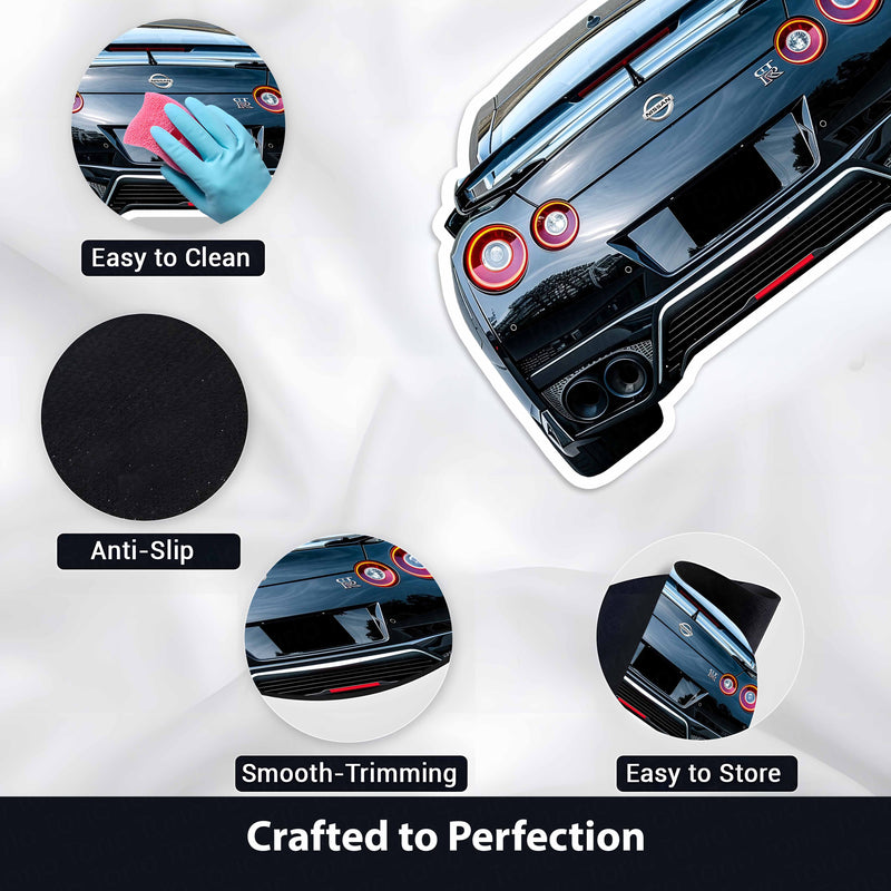 Nissan GT-R Rear View Floor Mat | Anti-Slip 3mm Absorbent Supercar Design Rug | Easy Clean Waterproof Floor Mat for Home, Office & Garage