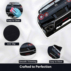 Nissan GT-R Rear View Floor Mat | Anti-Slip 3mm Absorbent Supercar Design Rug | Easy Clean Waterproof Floor Mat for Home, Office & Garage