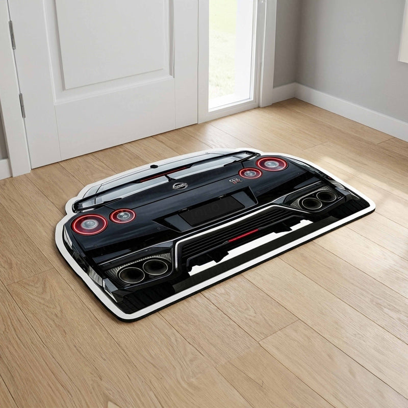 Nissan GT-R Rear View Floor Mat | Anti-Slip 3mm Absorbent Supercar Design Rug | Easy Clean Waterproof Floor Mat for Home, Office & Garage