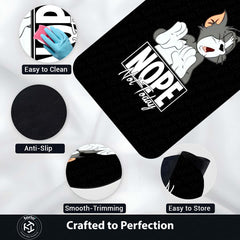 Nope Not Today Tom Cartoon Area Flat Rug | Funny Lazy Cat Cartoon Area Flat Rug | Premium Bedroom & Gaming Room Floor Decor