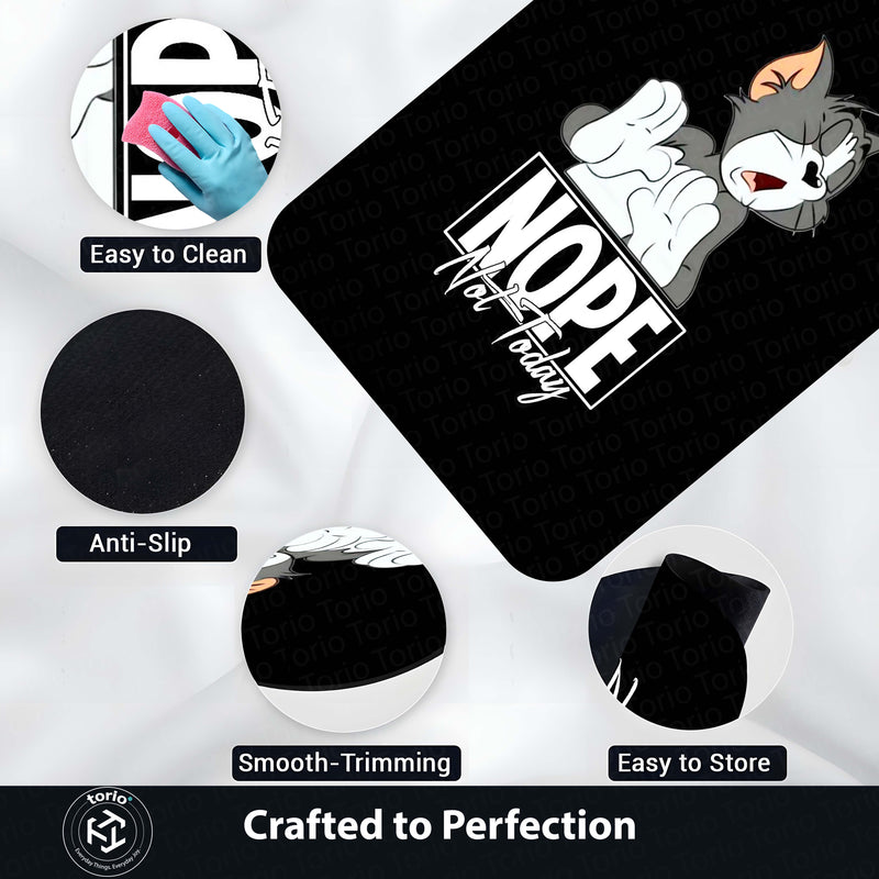 Nope Not Today Tom Cartoon Area Flat Rug | Funny Lazy Cat Cartoon Area Flat Rug | Premium Bedroom & Gaming Room Floor Decor
