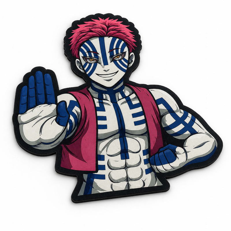 Akaza Cut-out Flat Rug | Demon Slayer Upper Rank Three Anime Floor Rug | Premium Martial Arts Gaming Room Decor