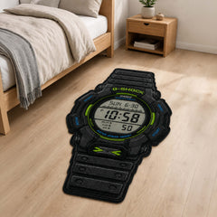 Casio G-Shock Digital Watch Flat Rug | Rugged Tactical Watch Shaped Area Rug | Military Style Shock Resistant Floor Mat for Bedroom, Gaming Room & Collector Décor