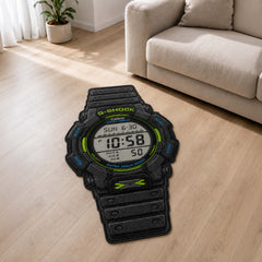 Casio G-Shock Digital Watch Flat Rug | Rugged Tactical Watch Shaped Area Rug | Military Style Shock Resistant Floor Mat for Bedroom, Gaming Room & Collector Décor