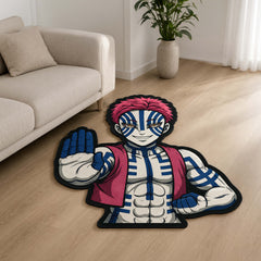 Akaza Cut-out Flat Rug | Demon Slayer Upper Rank Three Anime Floor Rug | Premium Martial Arts Gaming Room Decor