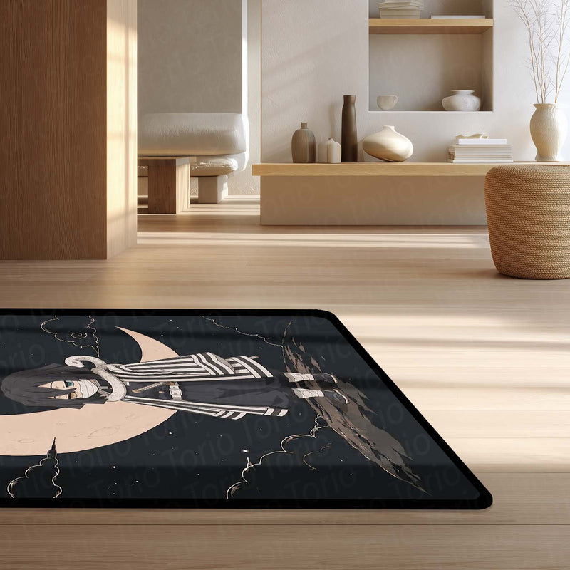 Obanai Iguro Demon Slayer Area Flat Rug | Serpent Hashira Moonlit Anime Area Flat Rug | Premium Anime Bedroom & Gaming Room Floor Decor