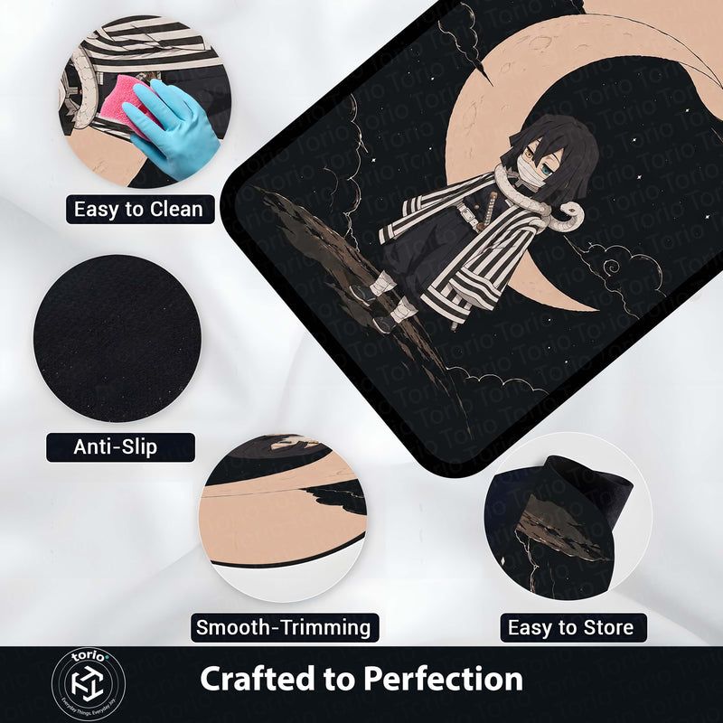 Obanai Iguro Demon Slayer Area Flat Rug | Serpent Hashira Moonlit Anime Area Flat Rug | Premium Anime Bedroom & Gaming Room Floor Decor