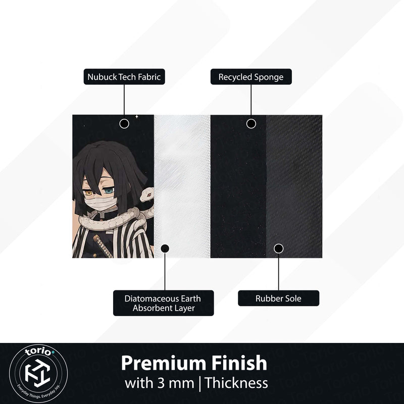 Obanai Iguro Demon Slayer Area Flat Rug | Serpent Hashira Moonlit Anime Area Flat Rug | Premium Anime Bedroom & Gaming Room Floor Decor