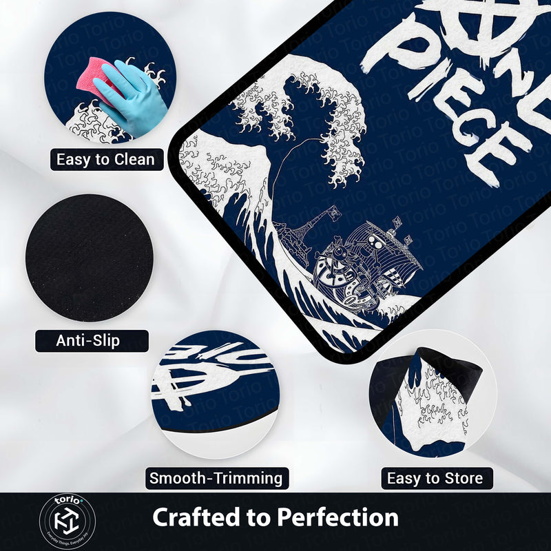 One Piece Anime Area Rug | Pirate Ship Wave Floor Mat | Luffy Anime Rug | Otaku Room Decor Carpet for Bedroom, Gaming Setup & Living Room