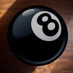 8 Ball Rounded Flat Rug | Billiards Ball Printed Rounded Flat Rug | Premium Game Room & Gaming Room Floor Decor