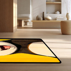 Happy Panda Cartoon Area Flat Rug | Cute Smiling Panda Character Area Flat Rug | Premium Kids Room & Gaming Room Floor Decor