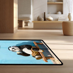 Chill Bro Panda Area Flat Rug | Relaxing Panda with Headphones Area Flat Rug | Premium Cute Animal Room Floor Decor