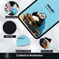 Chill Bro Panda Area Flat Rug | Relaxing Panda with Headphones Area Flat Rug | Premium Cute Animal Room Floor Decor