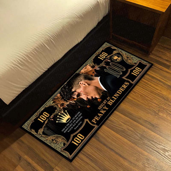 Peaky Blinders Flat Rug | Shelby Dollar Luxury Gangster Flat Rug | Vintage Crime Drama Floor Mat for Bedroom, Gaming Room & Home Decor