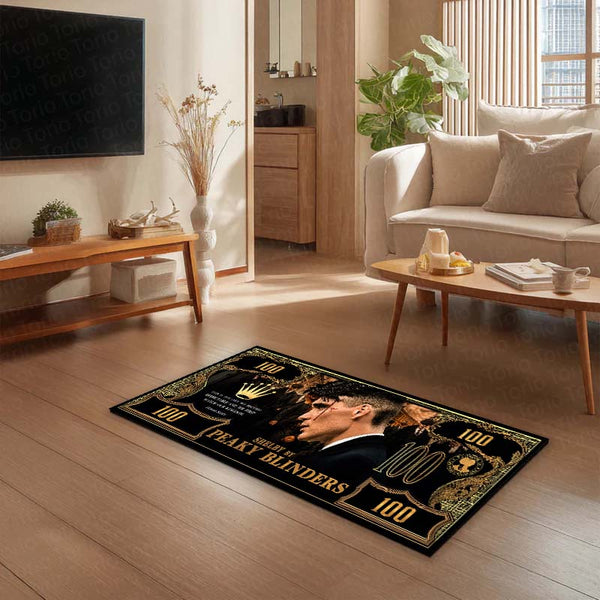 Peaky Blinders Flat Rug | Shelby Dollar Luxury Gangster Flat Rug | Vintage Crime Drama Floor Mat for Bedroom, Gaming Room & Home Decor