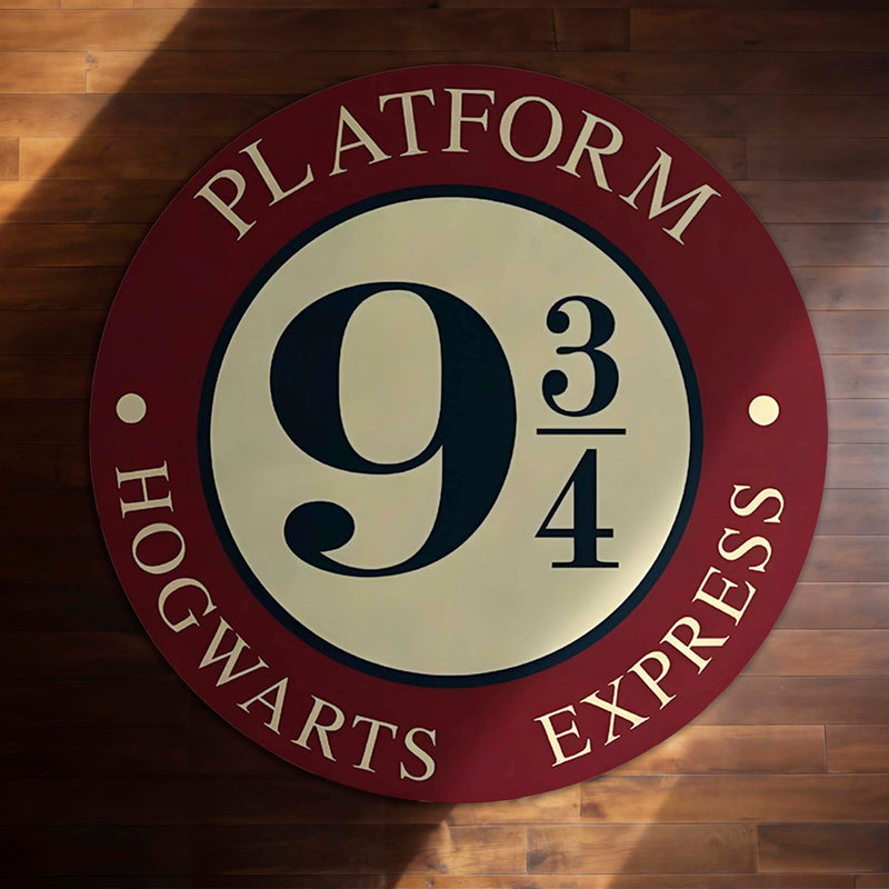 Platform 9¾ Round Rug | Hogwarts Express Harry Potter Inspired Floor Mat | Wizard Theme Anti-Slip 3 mm Absorbent Circle Rug for Bedroom & Gaming Room