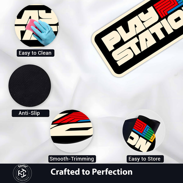 PlayStation Gaming Inspired Floor Mat (3 mm Thick) | Retro Console Logo Art for Gaming Room, Studio & Gamer Setup