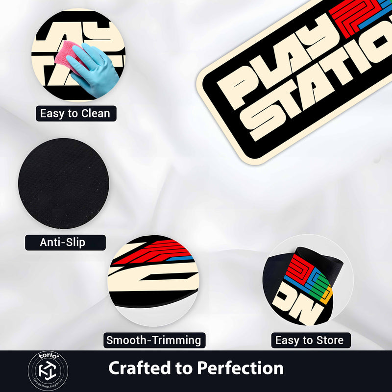 PlayStation Gaming Inspired Floor Mat (3 mm Thick) | Retro Console Logo Art for Gaming Room, Studio & Gamer Setup