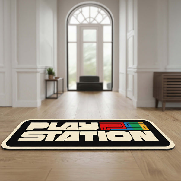PlayStation Gaming Inspired Floor Mat (3 mm Thick) | Retro Console Logo Art for Gaming Room, Studio & Gamer Setup