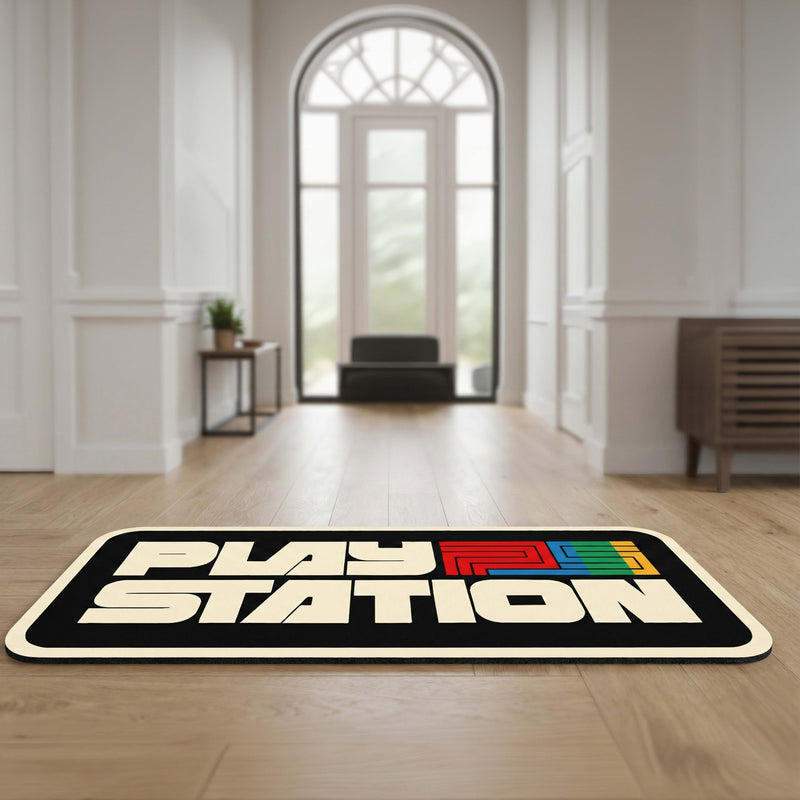 PlayStation Gaming Inspired Floor Mat (3 mm Thick) | Retro Console Logo Art for Gaming Room, Studio & Gamer Setup