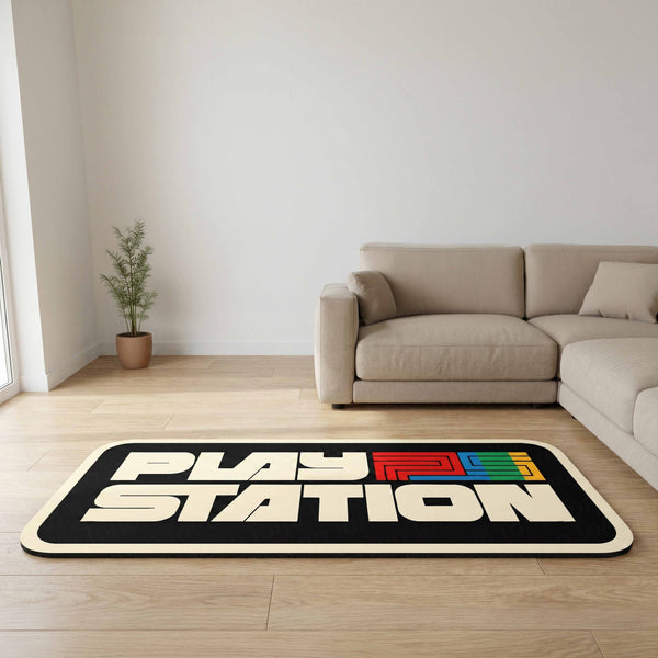 PlayStation Gaming Inspired Floor Mat (3 mm Thick) | Retro Console Logo Art for Gaming Room, Studio & Gamer Setup