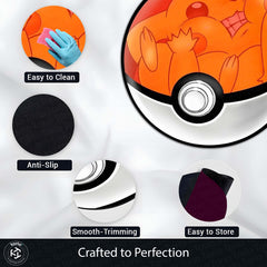 Sleeping Charmander Poké Ball Round Rug | Cute Pokémon Inspired Floor Mat | Anime Anti-Slip 3 mm Absorbent Circle Rug for Bedroom, Gaming Room & Kids Room