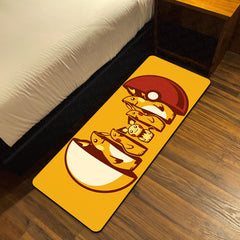 Pokémon Inspired Nesting Dolls Bedside Runner Flat Rug | Pikachu Poké Ball Character Bedroom Runner for Anime Gaming Room Decor